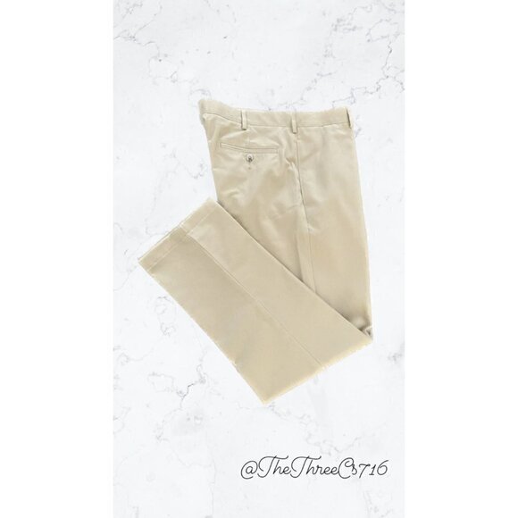 Mens Tan Lands End Traditional Fit 100% Cotton pants 34x32 NWOT - Picture 1 of 5